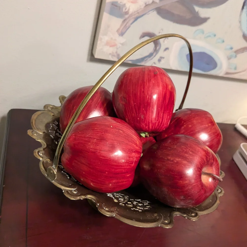 Vintage Brass Decorative Bowl Basket With Handle Victorian Pedestal